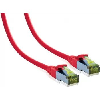 IT-BUDGET Full Copper Premium patchkabel - Cat.6A met Cat.7 rompkabel - 600 MHz - halogeenvrij - PoE+ - 10 Gigabit - rood - 7,5 m