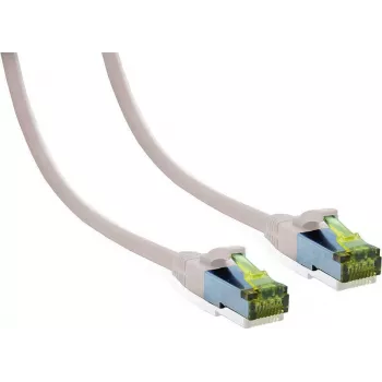 IT-BUDGET Full Copper Premium patchkabel - Cat.6A met Cat.7 rompkabel - 600 MHz - halogeenvrij - PoE+ - 10GBit - wit - 1,5 m