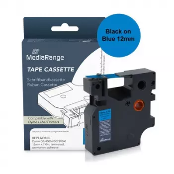 MediaRange etikettenlint compatibel met Dymo 12mm x 7m zwart op blauw (MRDY45016)