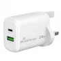 MediaRange 25W GaN snellader UK-stekker, 1x USB-C & 1x USB-A, PD & QC, wit (MRMA112-UK)