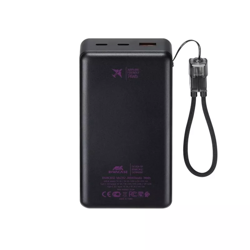 Rivacase VA2312 Powerbank 20000 mAh 22,5W Zwart