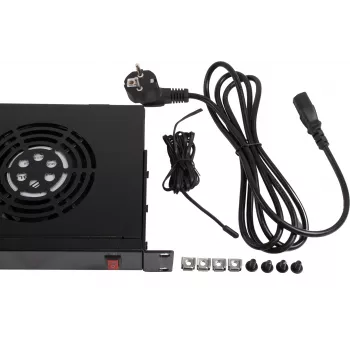 Rockstable 1U 19 inch ventilatoreenheid - koelventilator - zwart - staal - 2 ventilatoren - 12 cm - 330 m³/h (RS19-FT1U2TM)
