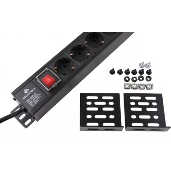 Rockstable 15-voudige stekkerdoos - stroomverdeler - zwart - 1U - 2 m - 125/250 V - 50-60 Hz (RS19-15PDU)