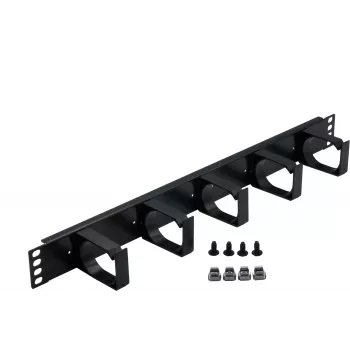 Rockstable 1U 19 inch 5-poorts kabelmanagementpaneel - zwart - 483 mm - 74 mm (RS19-03)