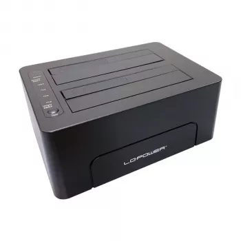 LC-Power LC-DOCK-C-V2 USB-C-dockingstation met HDMI, DisplayPort, VGA, 3x USB-A, USB-C data, USB-C PD 100W, Gigabit Ethernet, SD/microSD-kaartlezer, 3,5mm audio, grijs