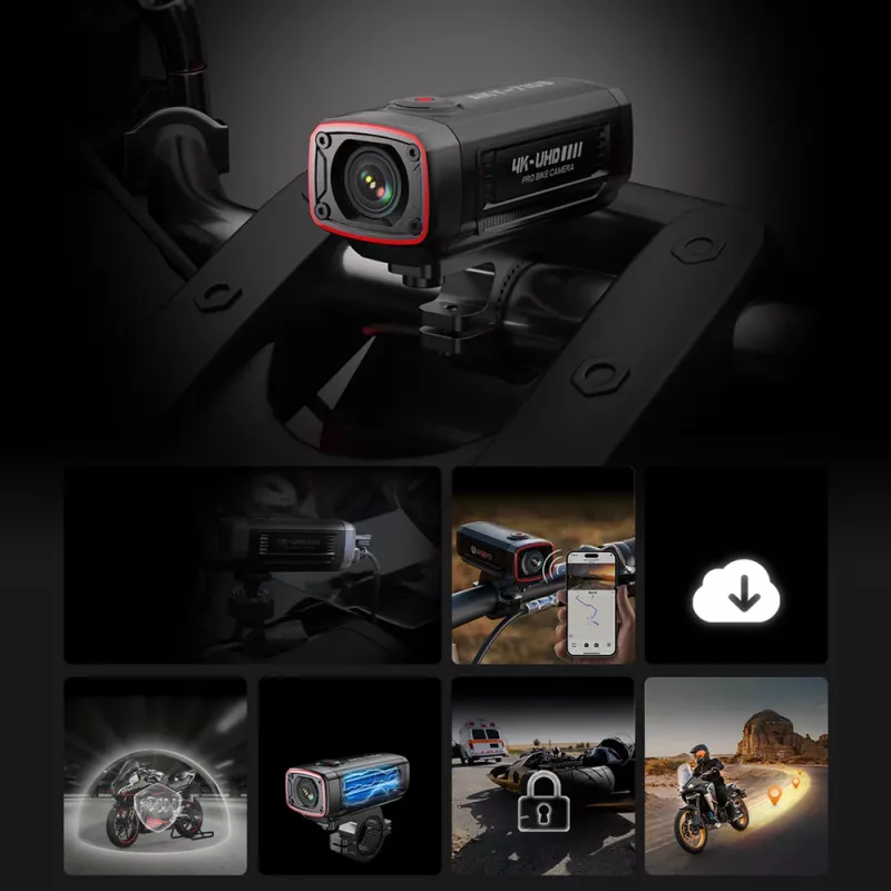 AKEEYO AKY-710S 4K motor-dashcam dual-channel met GPS, Wi-Fi, IP67 waterdicht - zwart