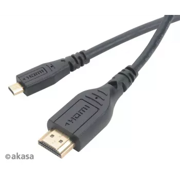 Akasa 1,5m High Speed HDMI with Ethernet-kabel - HDMI Type-A naar Micro HDMI - 4K - zwart