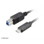 Akasa USB 3.1 Gen2 kabel C - B USB-C stekker naar USB-B stekker - 1m zwart