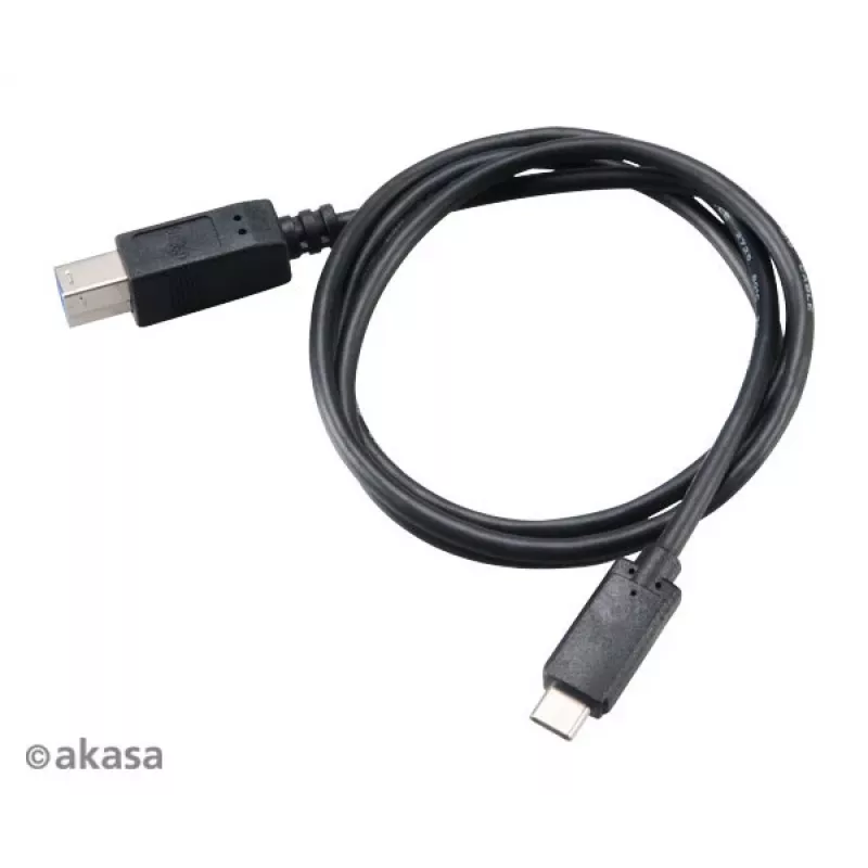 Akasa USB 3.1 Gen2 kabel C - B USB-C stekker naar USB-B stekker - 1m zwart