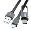 Akasa AK-CBUB35-10BK USB 2.0 kabel - USB A naar Micro-USB B met USB-C adapter - 1 m - zwart