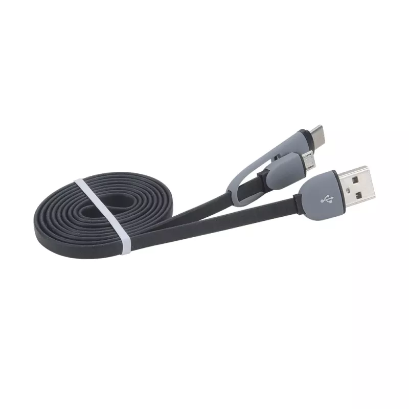 Akasa AK-CBUB35-10BK USB 2.0 kabel - USB A naar Micro-USB B met USB-C adapter - 1 m - zwart