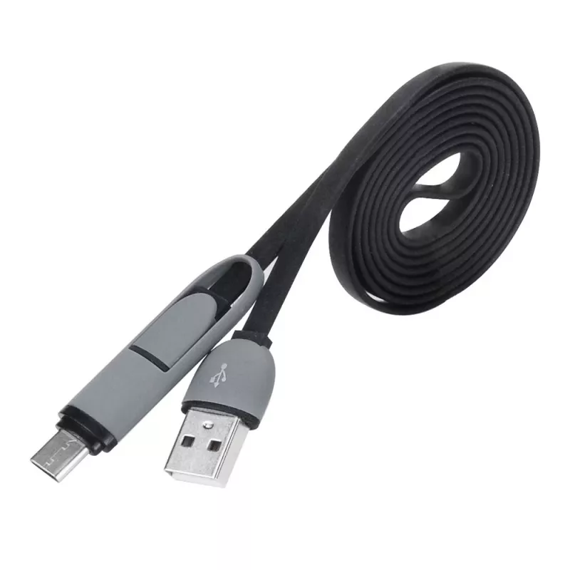 Akasa AK-CBUB35-10BK USB 2.0 kabel - USB A naar Micro-USB B met USB-C adapter - 1 m - zwart