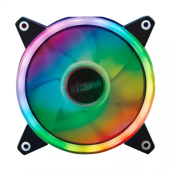 Akasa Vegas R7 120mm RGB LED-ventilator, 500-1500 tpm, 41,9 CFM, 23,8 dB(A), PWM, 4-pin RGB, ASUS Aura Sync, MSI Mystic Light Sync, Gigabyte Fusion