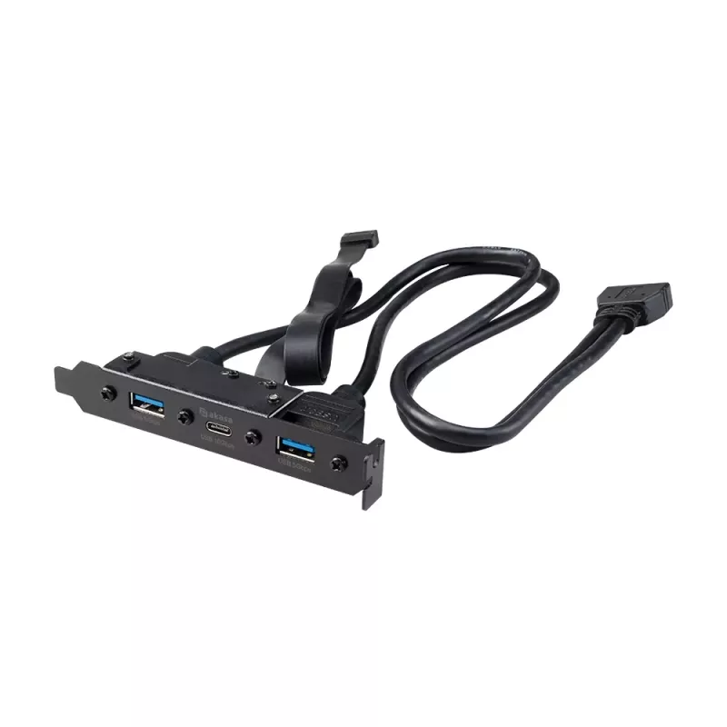 Akasa USB 3.1 Gen 2 interne adapterkabel met twee USB 3.0 Type-A aansluitingen - 50 cm - zwart