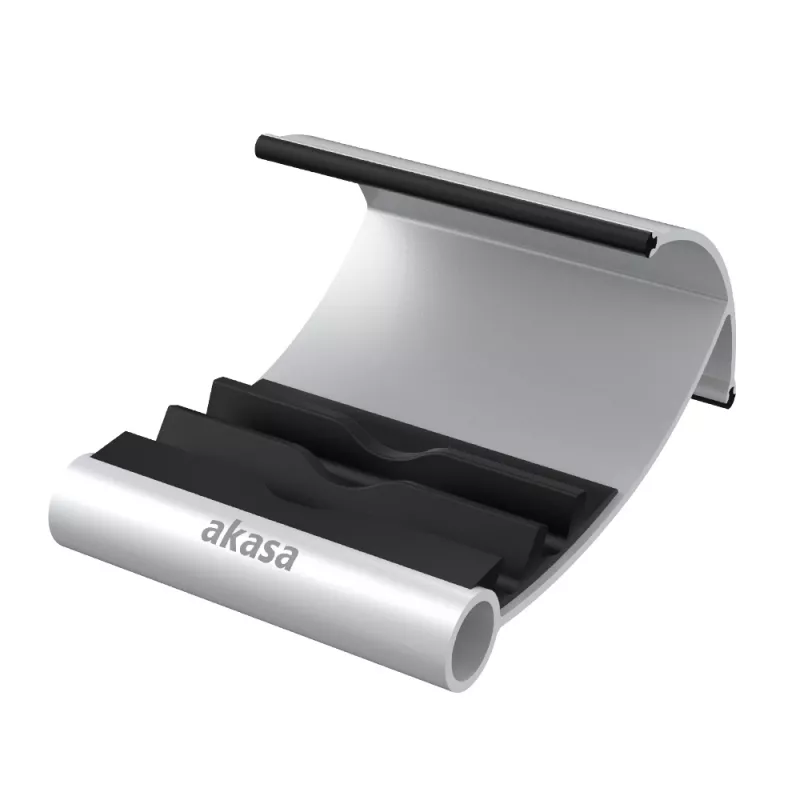 Akasa Leo aluminium en zwarte tabletstandaard met drie kijkhoeken