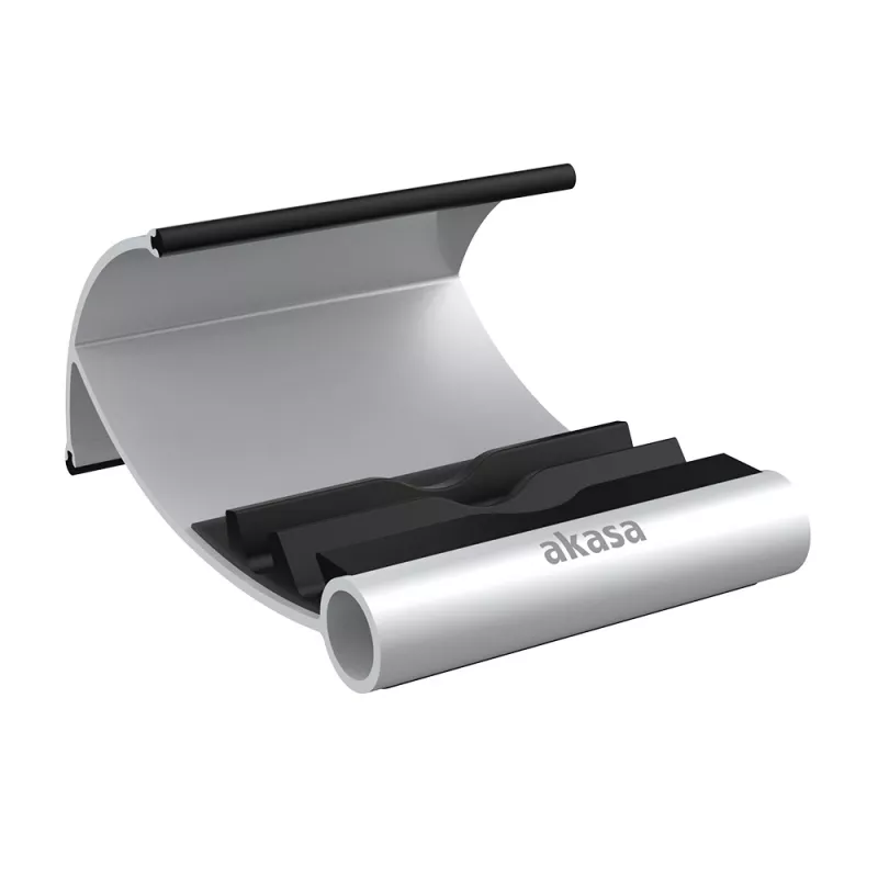Akasa Leo aluminium en zwarte tabletstandaard met drie kijkhoeken