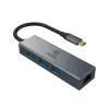 Akasa USB Type-C 4-in-1 hub met ethernet 1 x RJ45 3 USB-A USB 3.2 Gen 1