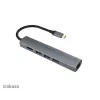 Akasa AK-CBCA22-18BK USB-C multiport-adapter - USB 3.2 Gen 1 Type-C naar HDMI, RJ-45, USB-A - aluminium - zwart - 18 cm