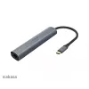 Akasa AK-CBCA22-18BK USB-C multiport-adapter - USB 3.2 Gen 1 Type-C naar HDMI, RJ-45, USB-A - aluminium - zwart - 18 cm