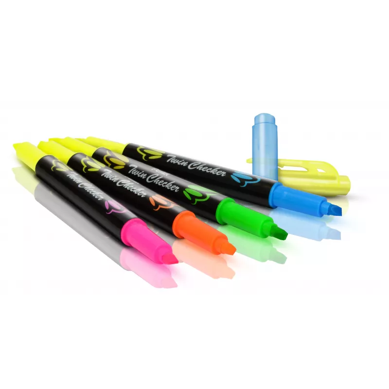 Pentel Twin Checker SLW8-GS markeerstiften set, gemengde kleuren, 8 stuks