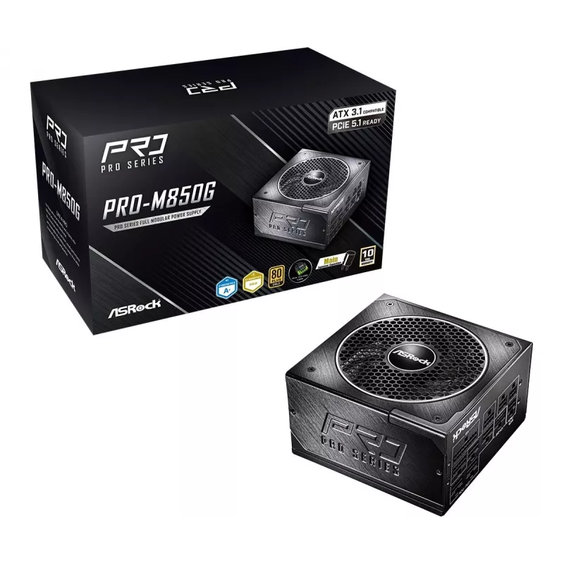 ASRock PRO-M850G 850W 80 PLUS Gold volledig modulaire ATX 3.0-voeding