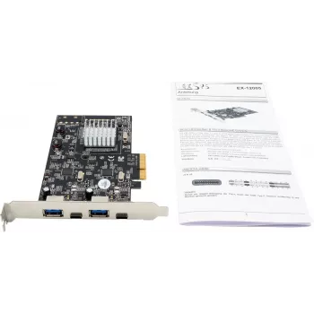 EXSYS EX-12005 PCI Express USB 3.2 Gen 2 (10 Gbps) 2-poorts USB-A hostcontrollerkaart met low-profile beugel