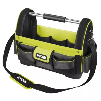 RYOBI open gereedschapskoffer, groot, groen/zwart, met schouderband