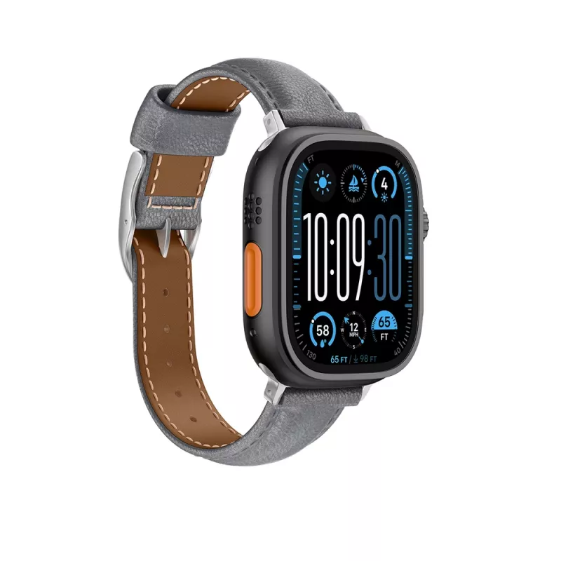 AMAZINGTHING Class Band leren band voor Apple Watch 45/46/49 mm - grijs