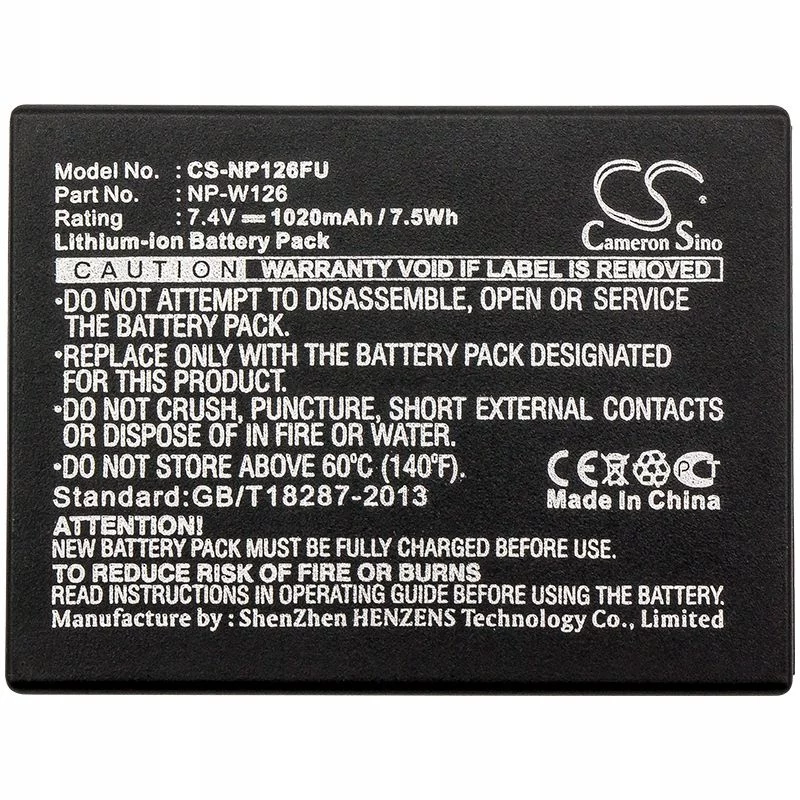 CAMERON SINO accu type NP-W126 / NP-W126S voor Fuji Fujifilm