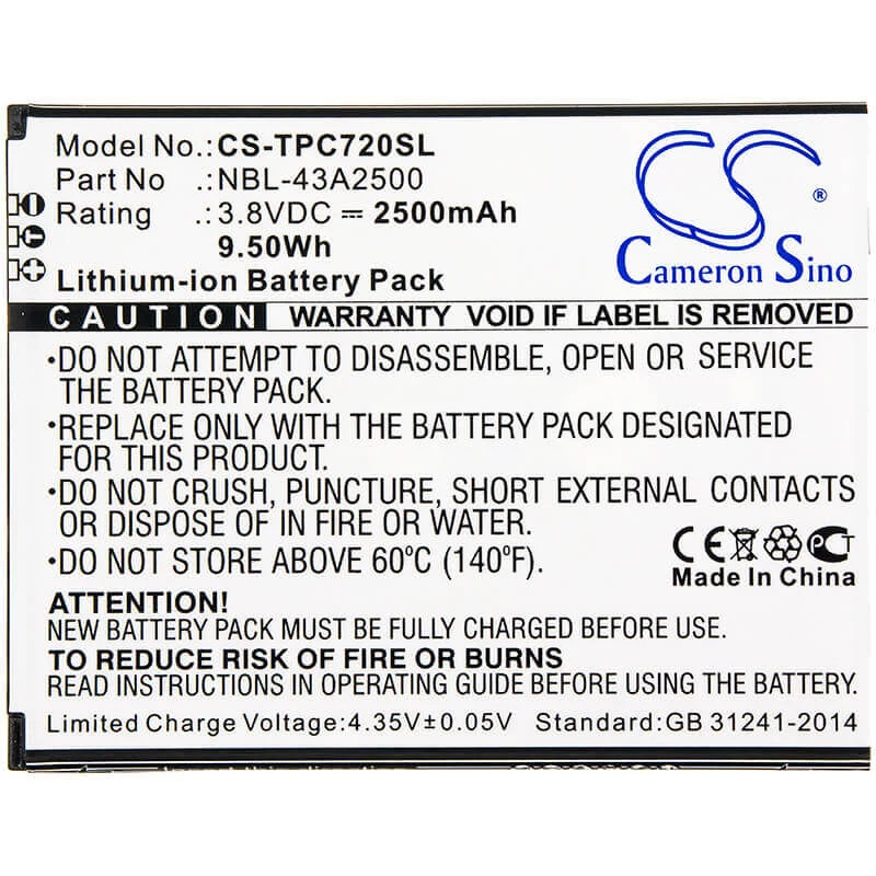CAMERON SINO accu Type TP-Link Neffos NBL-43A2500 voor C7s TP7051A TP7051C / CS-TPC720SL