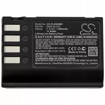 Cameron Sino vervangingsbatterij voor Panasonic DMW-BLK22 / DMW-BLK22GK, 2200mAh, 7,2V, Li-Ion