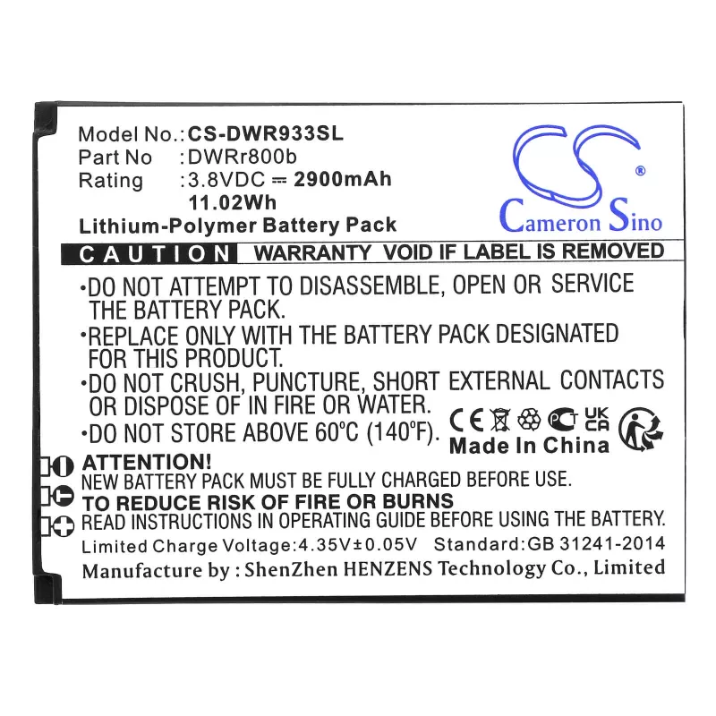 CAMERON SINO accu Type DWRR800B 6BT-R800B-2901 voor router D-Link DWR-933 B1 / CS-DWR933SL