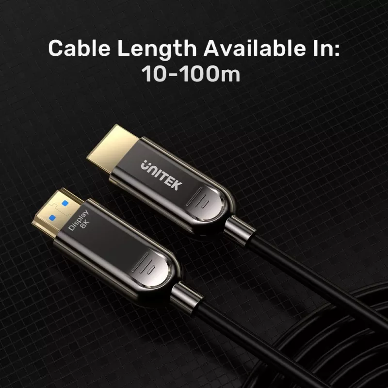 UNITEK Active Optical HDMI 2.1 kabel 8K 120Hz 70m zwart