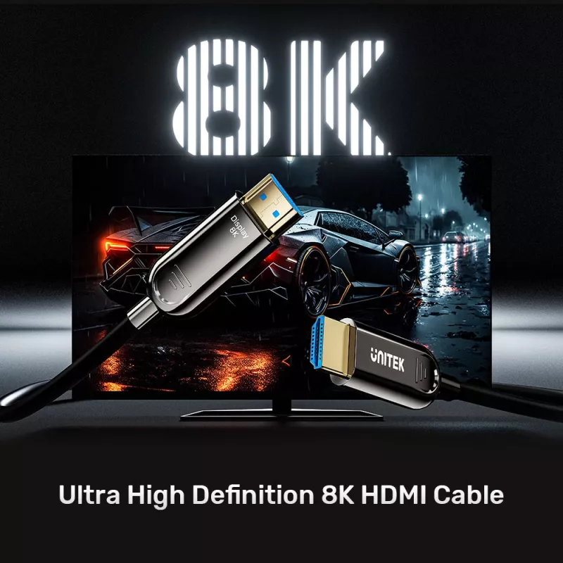 UNITEK HDMI 2.1 Active Optical Cable (AOC) 8K 60Hz 4K 120Hz 100m zwart