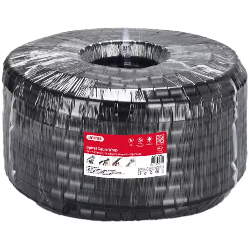 UNITEK spiraalkabel-organizer, 10 meter, 22 mm diameter, zwart