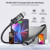 UNITEK USB-C PD 60W 480Mbps kabel met display 2m gevlochten zwart