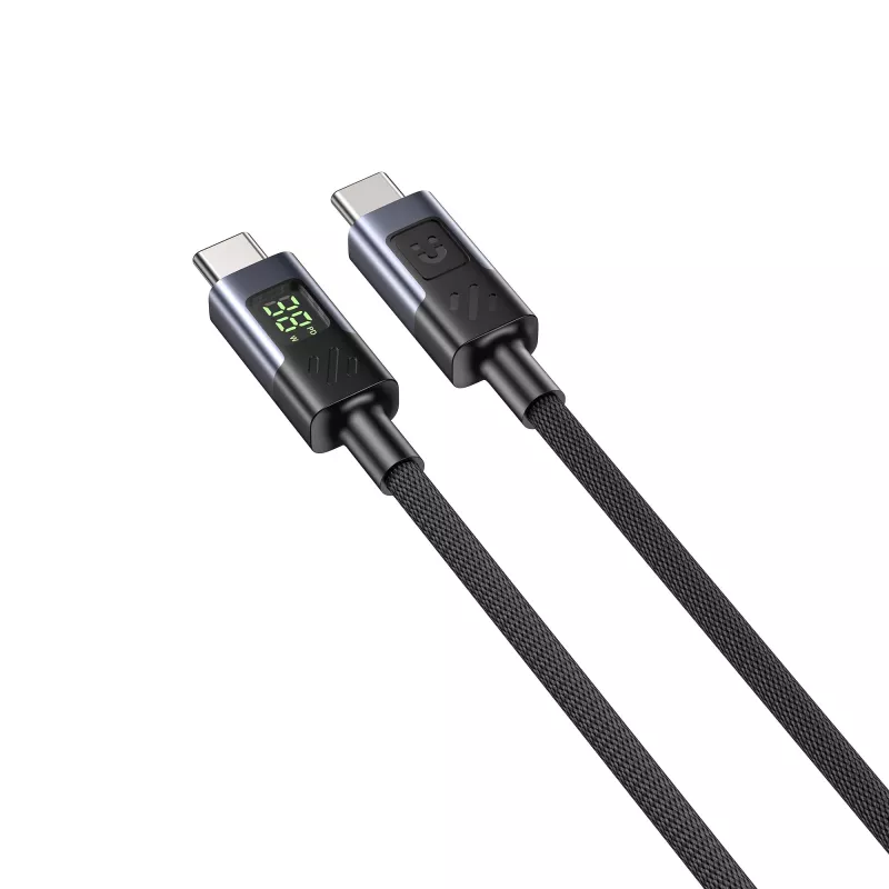UNITEK USB-C naar USB-C kabel 60W PD 480Mbps met LED-indicator 3m gevlochten zwart