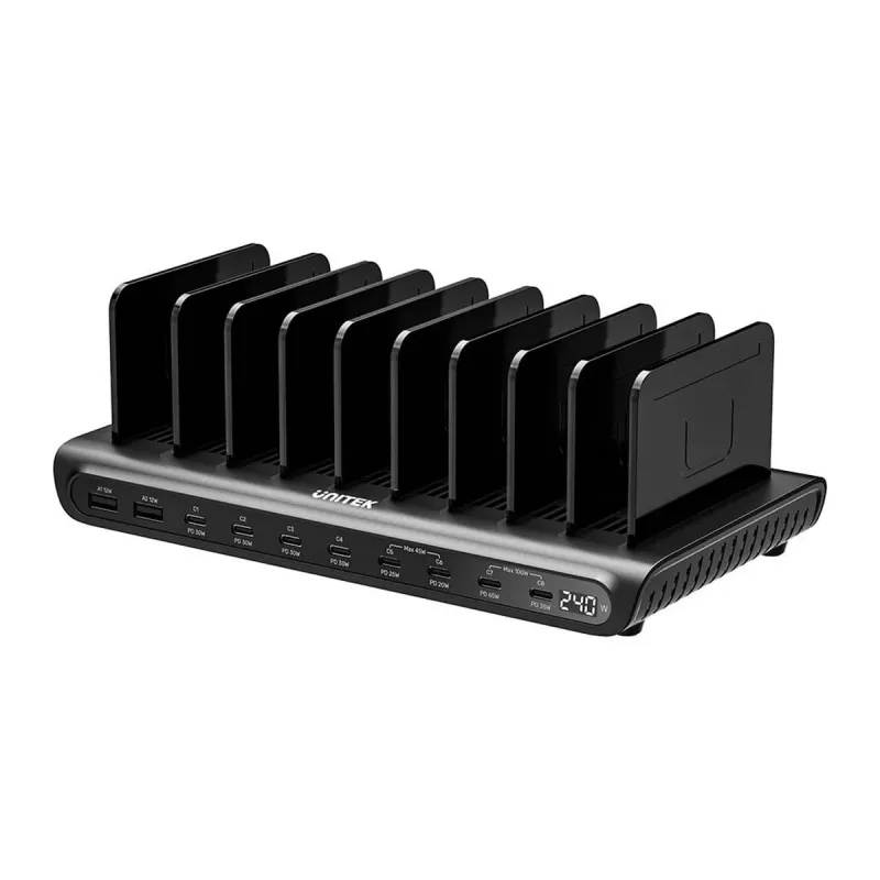 UNITEK 10-poorts USB-C & USB-A 240W oplaadstation