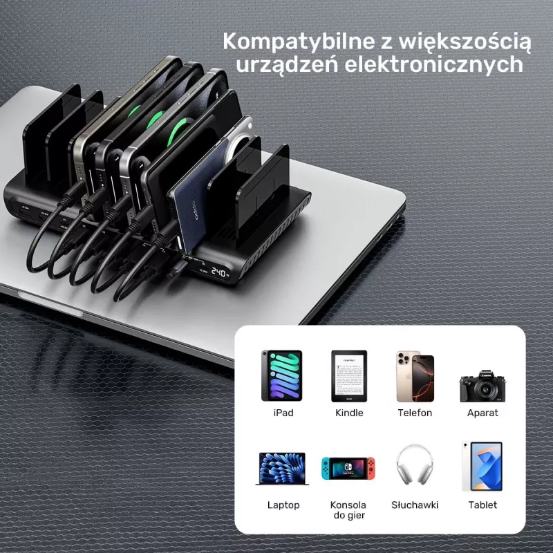 UNITEK 10-poorts USB-C & USB-A 240W oplaadstation