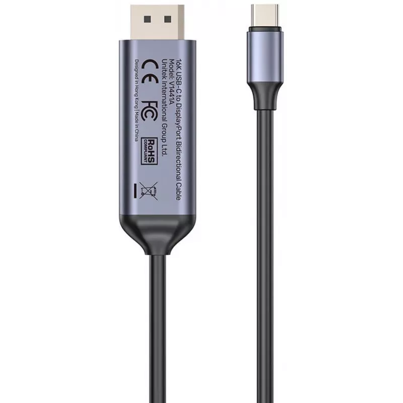 UNITEK Bidirectionele USB-C naar DisplayPort kabel 16K 80Gbps HDR 1,8m