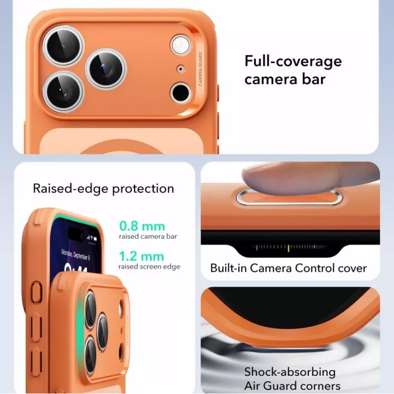 ESR Classic Hybrid MagSafe Case voor Apple iPhone 17 Pro Max, mat oranje
