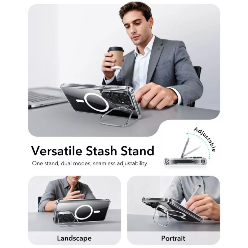 ESR Classic Hybrid Kickstand MagSafe Case voor Samsung Galaxy S26 Ultra, transparant