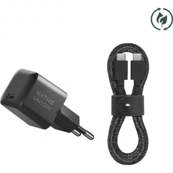 Native Union 30W USB-C Fast GaN-lader zwart + USB-C-kabel Cos.