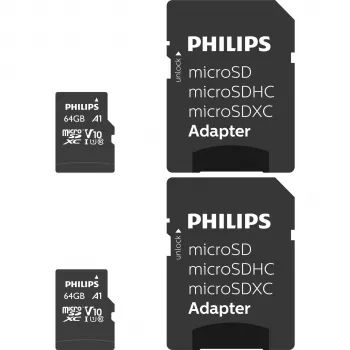 Philips MicroSDXC 2-pack 64GB Class 10 UHS-I U1 incl. adapter