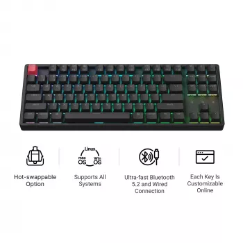 Keychron K8X-J3 80% TKL Brown Switch RGB hot-swap zwart