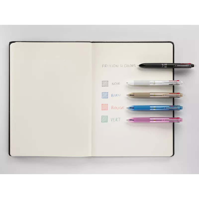 PILOT PEN FriXion Ball 4 uitwisbare gelpen 4-in-1 zwarte behuizing 0,5 mm extrafijn