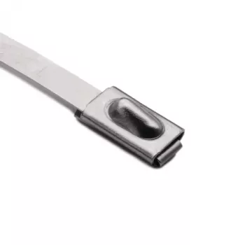 HellermannTyton 111-93088 RVS kabelbinder met PA11-coating, 201 mm lengte, 4,6 mm breedte, 0,3 mm dikte, 50 mm bundeldiameter, metaalkleurig/zilver, 100-pack