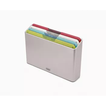 Joseph Joseph Folio Icon 4-delige meerkleurige snijplankenset met opbergbox, grafiet/zilver
