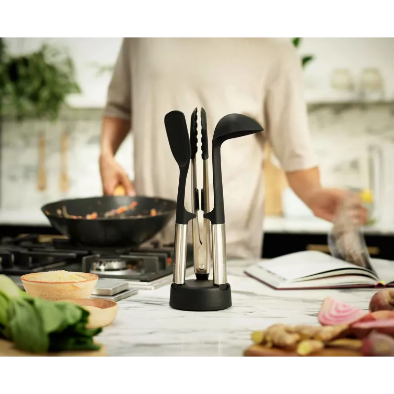 Joseph Joseph Elevate Fusio 3-delige RVS bestekset met compacte standaard