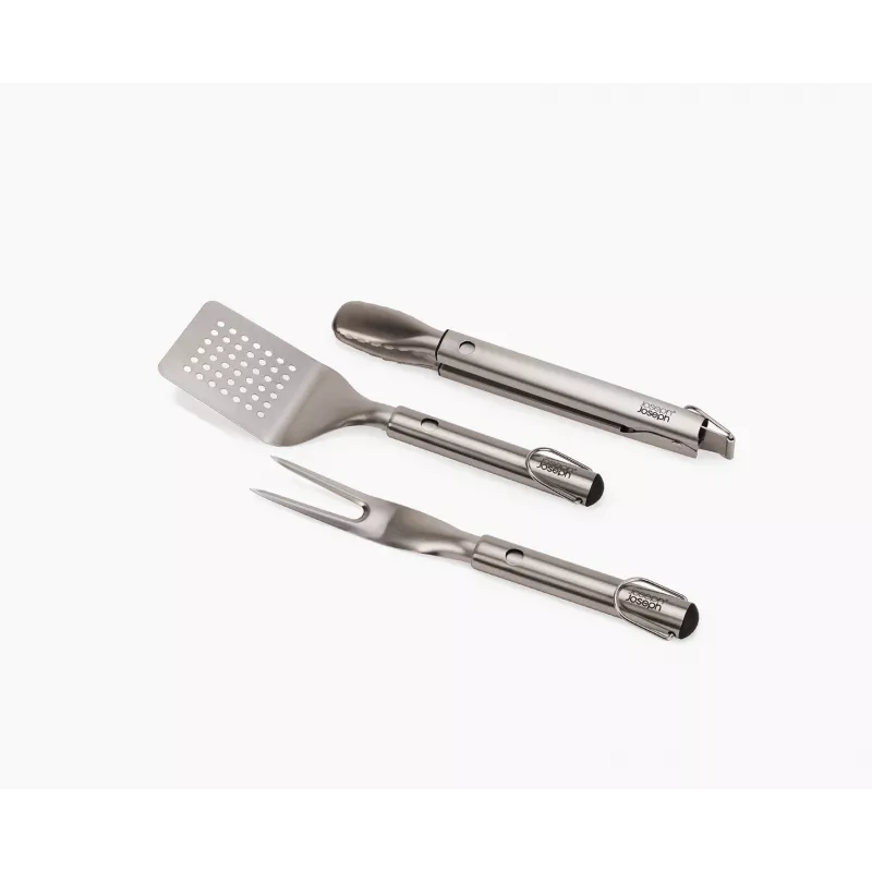 Joseph Joseph GrillOut 3-delige roestvrijstalen bbq-set met spatel, tang en vork